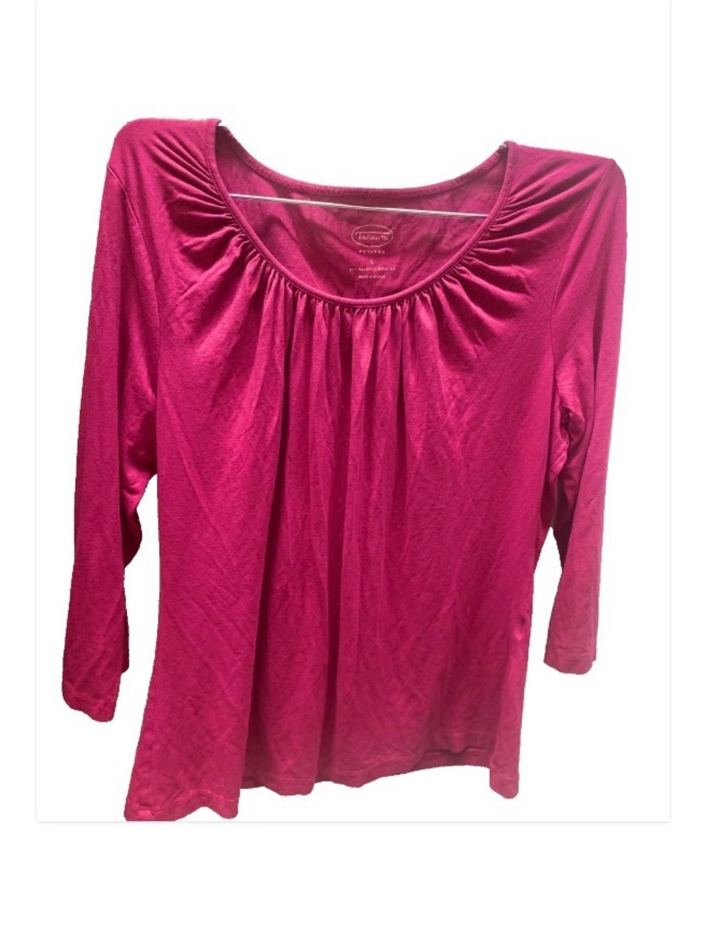 Women’s Scoop Neck Long Sleeve Top - Fuchsia Pink
